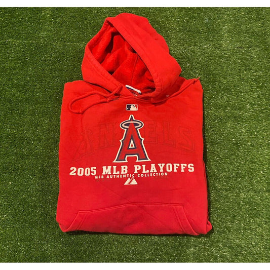 Vintage Y2K Retro Majestic LA Angels 2005 Playoffs hoodie sweatshirt XL MLB