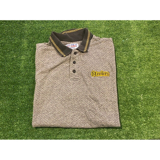 Vintage Pittsburgh Steelers shirt mens large Starter golf polo gray 90s business