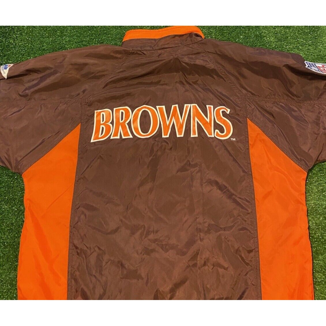 Vintage Cleveland Browns pullover medium Apex One Orange brown windbreaker mens