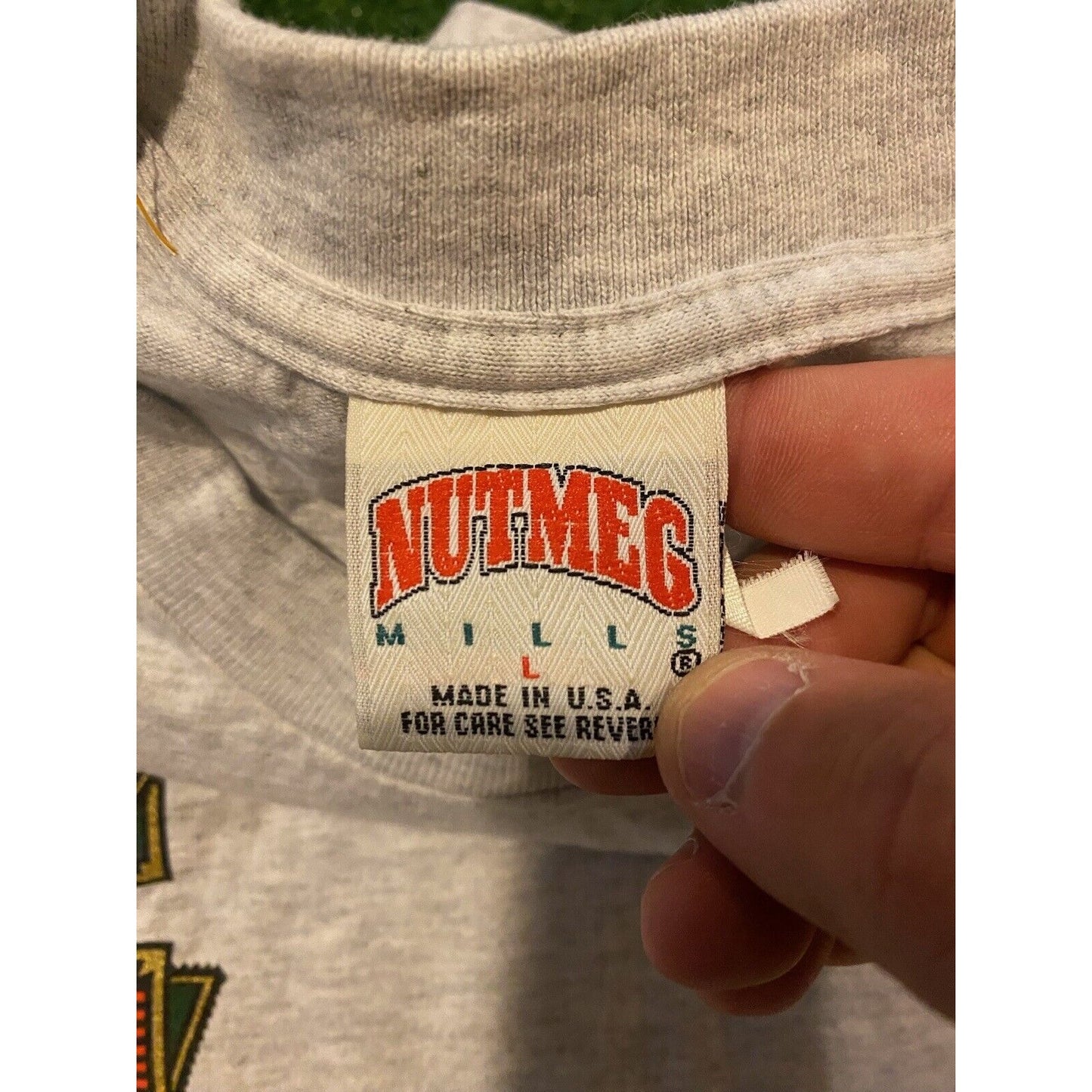 Vintage Miami Hurricanes shirt large Nutmeg Mills 1990s mens gray football adult