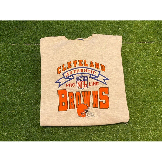 Vintage Cleveland Browns sweatshirt mens large gray orange crew neck unisex