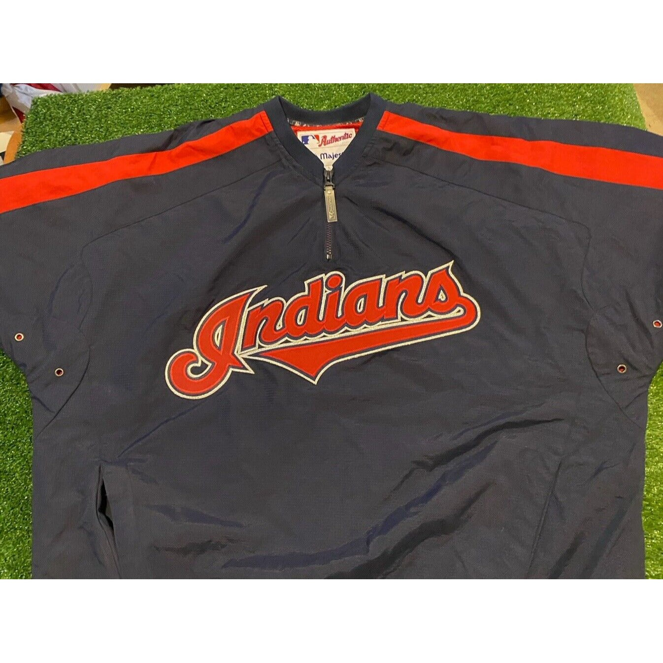 Vintage Cleveland Indians jacket large mens adult Majestic Chief Wahoo blue Y2K