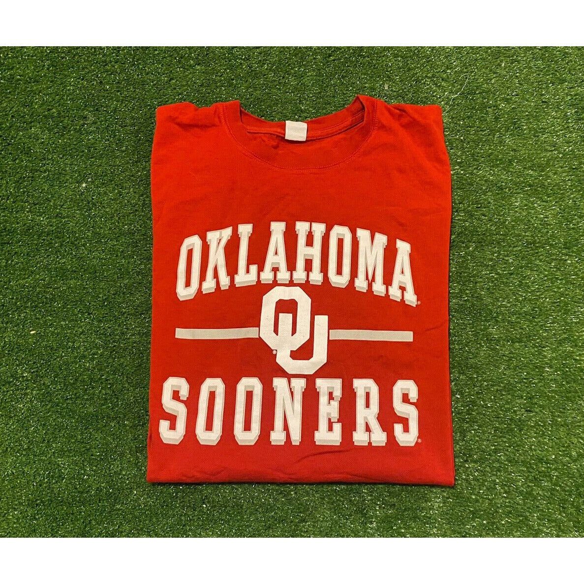 Retro Y2K Oklahoma OU Sooners split bar arch t-shirt XL NWOT crimson