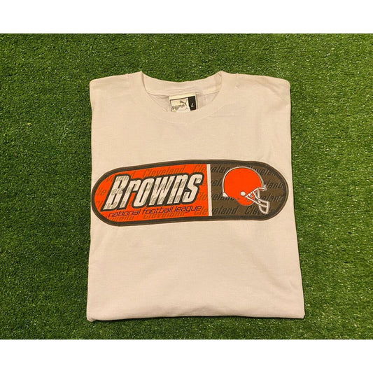 Vintage Y2K Puma Cleveland Browns helmet log long sleeve t-shirt white XL