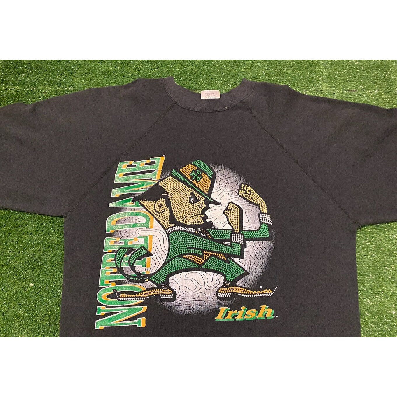 Vintage ND Notre Dame Fighting Irish leprechaun crew neck sweatshirt small black