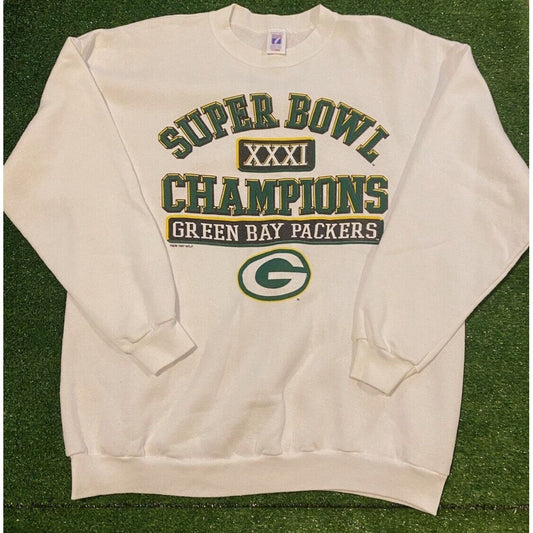 Vintage Green Bay Packers sweatshirt extra large white crew neck mens Logo 7 90s