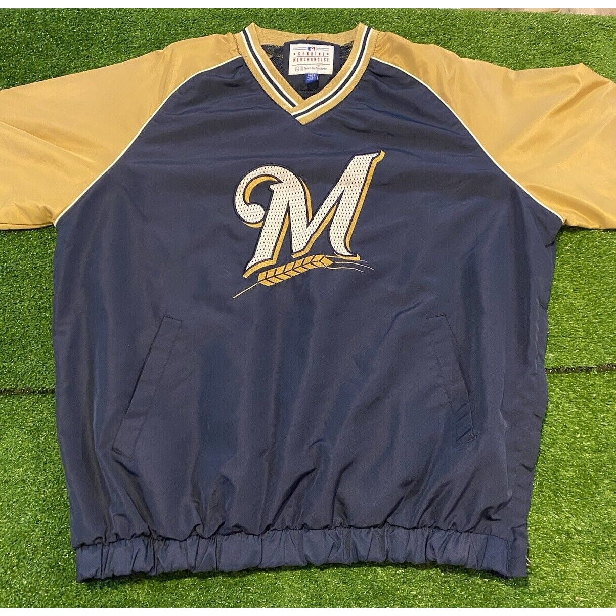 Y2K Milwaukee Brewers pullover XL jacket coat mens MLB Retro baseball