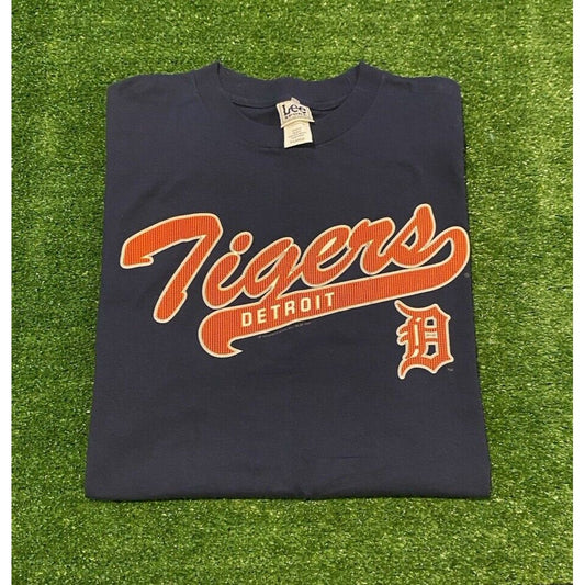 Vintage Detroit Tigers shirt extra large new blue orange mens Lee Sport adult