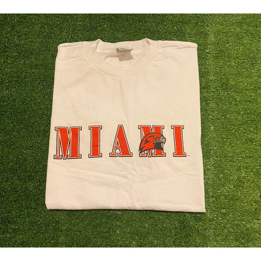 Vintage TSI Sports Miami Redhawks logo t-shirt white XL Retro 90’s