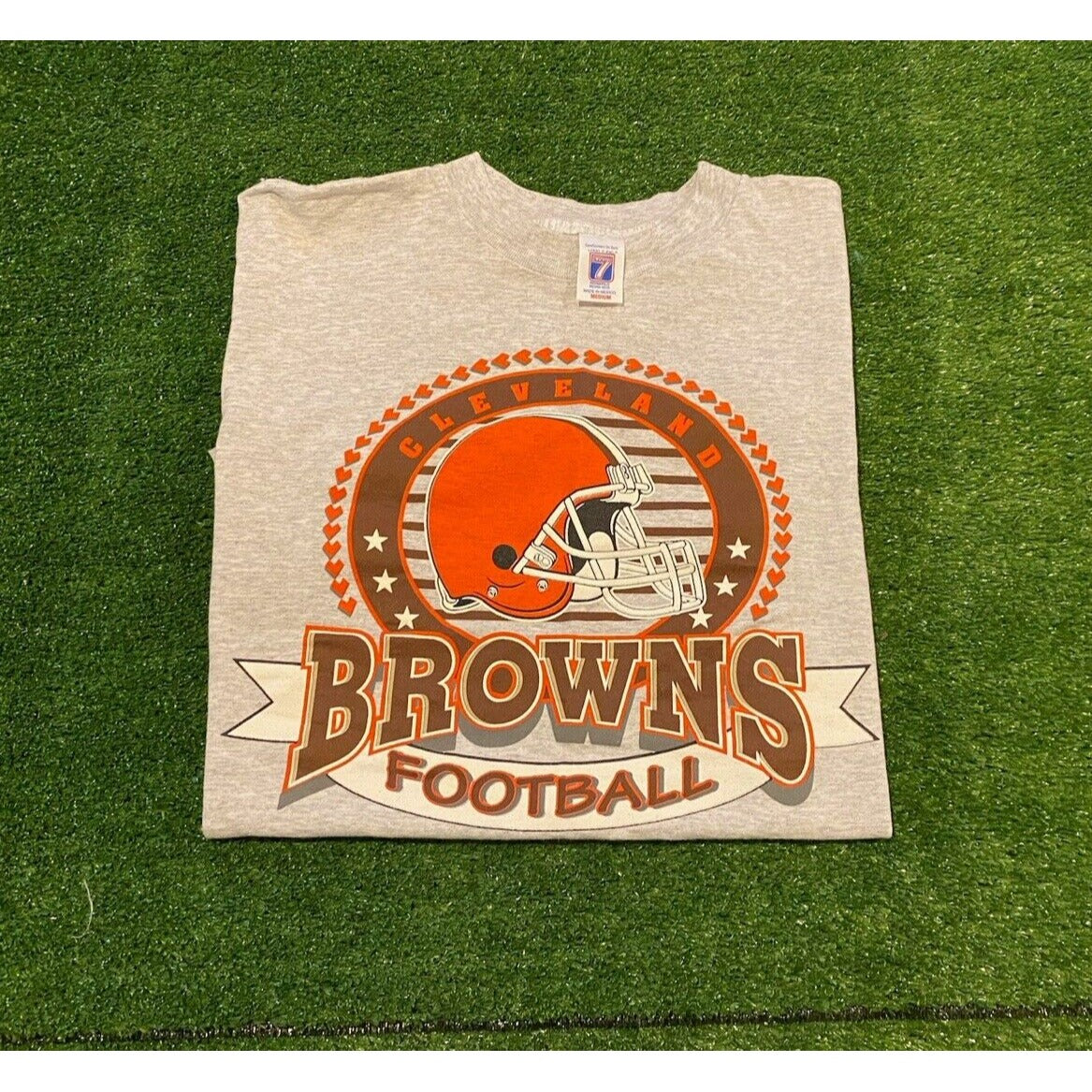 Vintage Cleveland Browns shirt medium Logo 7 mens gray short sleeve unisex