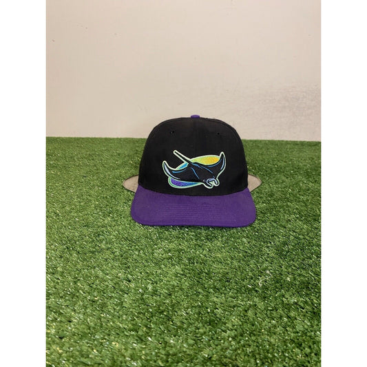 Vintage Tampa Bay Rays hat cap snap back black purple black 90s mens wool