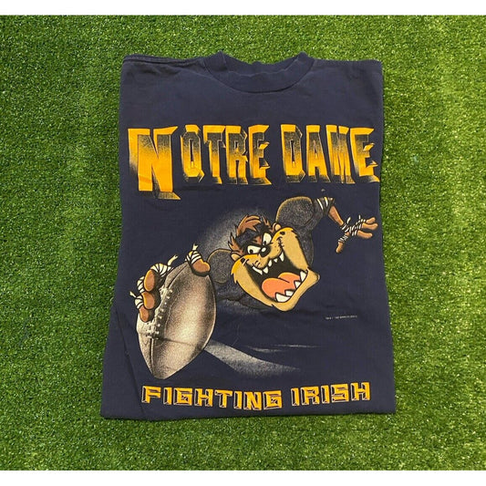 Vintage Notre Dame Fighting Irish tshirt small adult Taz blue 90s football blue