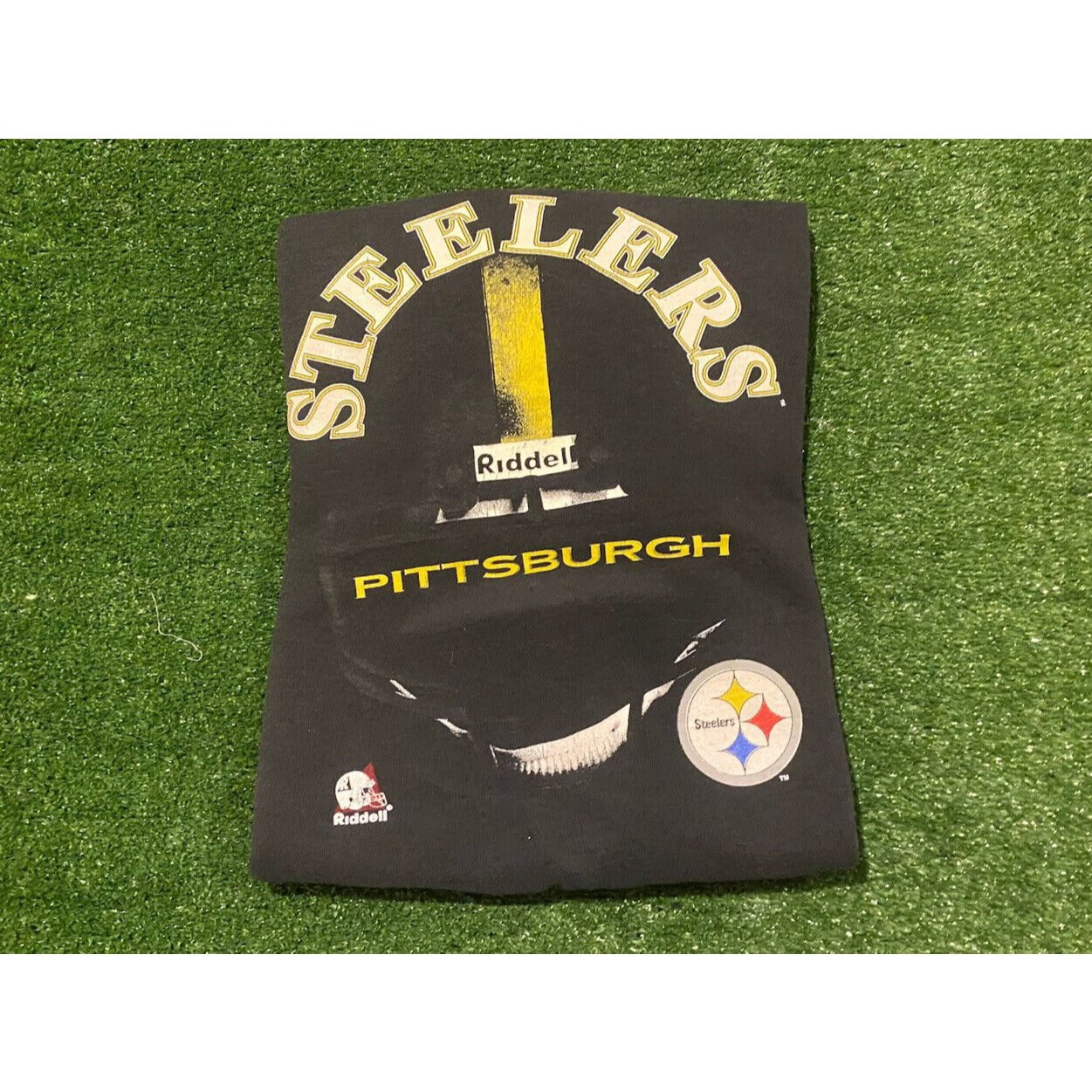 Vintage 1990s Riddell Pittsburgh Steelers helmet crewneck sweatshirt XL black