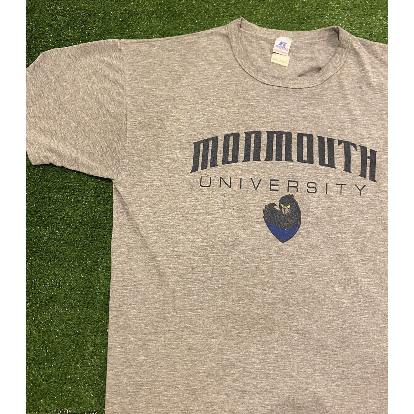 Vintage YTK Russell Athletic Monmouth Hawks logo t-shirt team issued XL