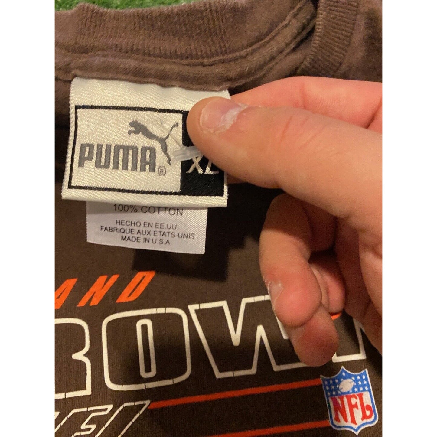 Vintage Y2K Puma Cleveland Browns split bar t-shirt nfl football brown large