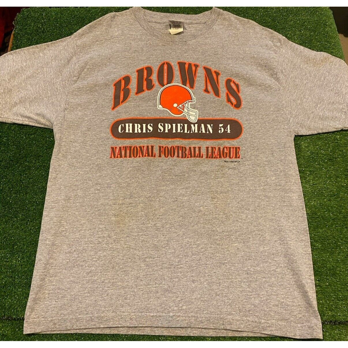 Vintage Cleveland Browns tshirt extra large Chris Spielman gray 90s adult mens