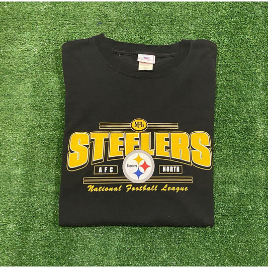 Vintage YTK NFL Team Pittsburgh Steelers graphic logo t-shirt black large