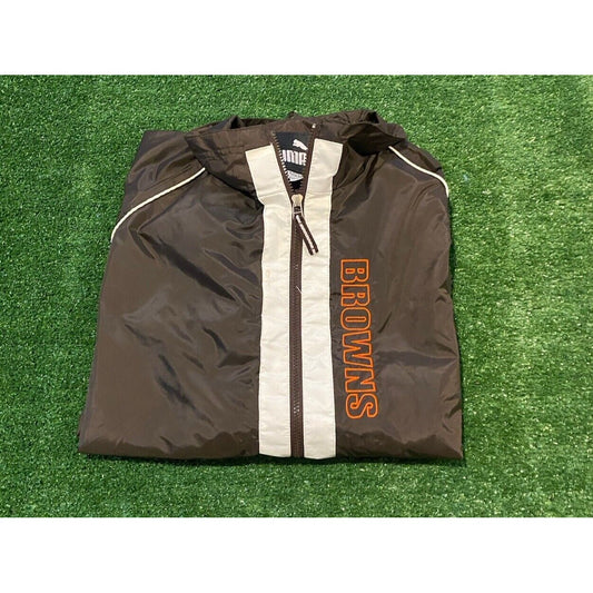 Vintage Cleveland Browns jacket extra large Puma brown adult Y2K wind breaker