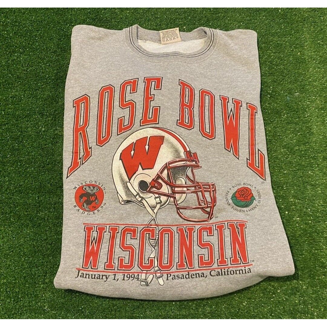 Vintage Wisconsin Badgers sweatshirt extra large football mens gray Rose Bowl