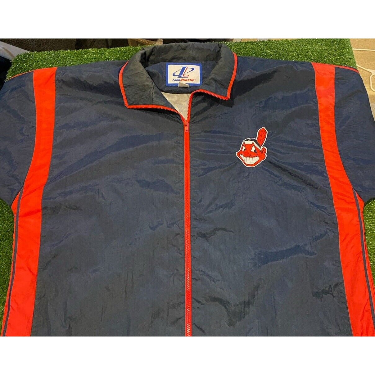 Vintage Cleveland Indians jacket extra large chief wahoo full zip mens blue red