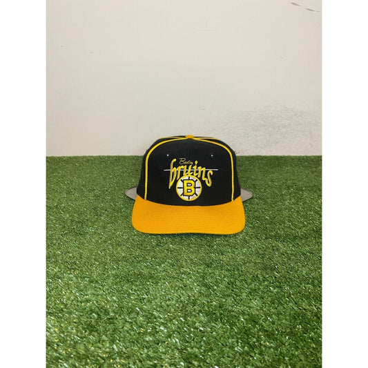 Vintage The Game Boston Bruins split bar striped snapback hat cap NHL wool