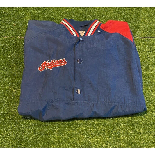 Vintage Cleveland Indians jacket mens XL blue red chief wahoo Starter pull over