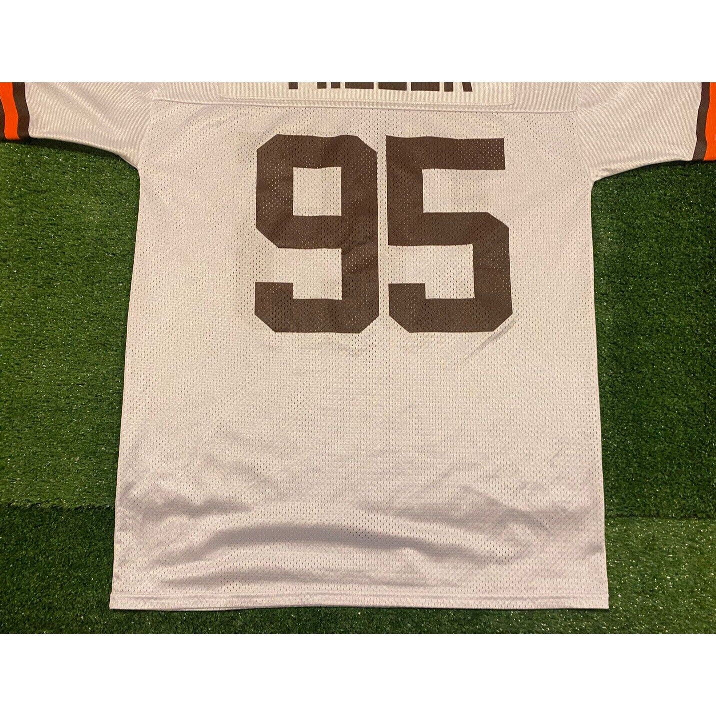 Vintage Puma Cleveland Browns Jamir Miller #95 football jersey white medium