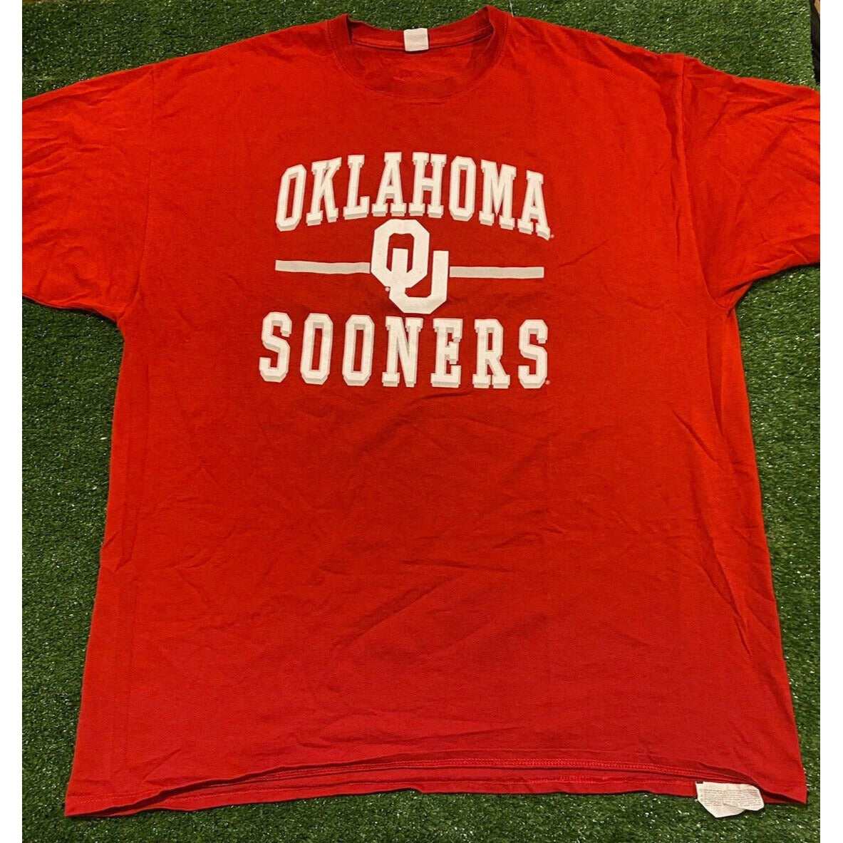 Retro Y2K Oklahoma OU Sooners split bar arch t-shirt XL NWOT crimson