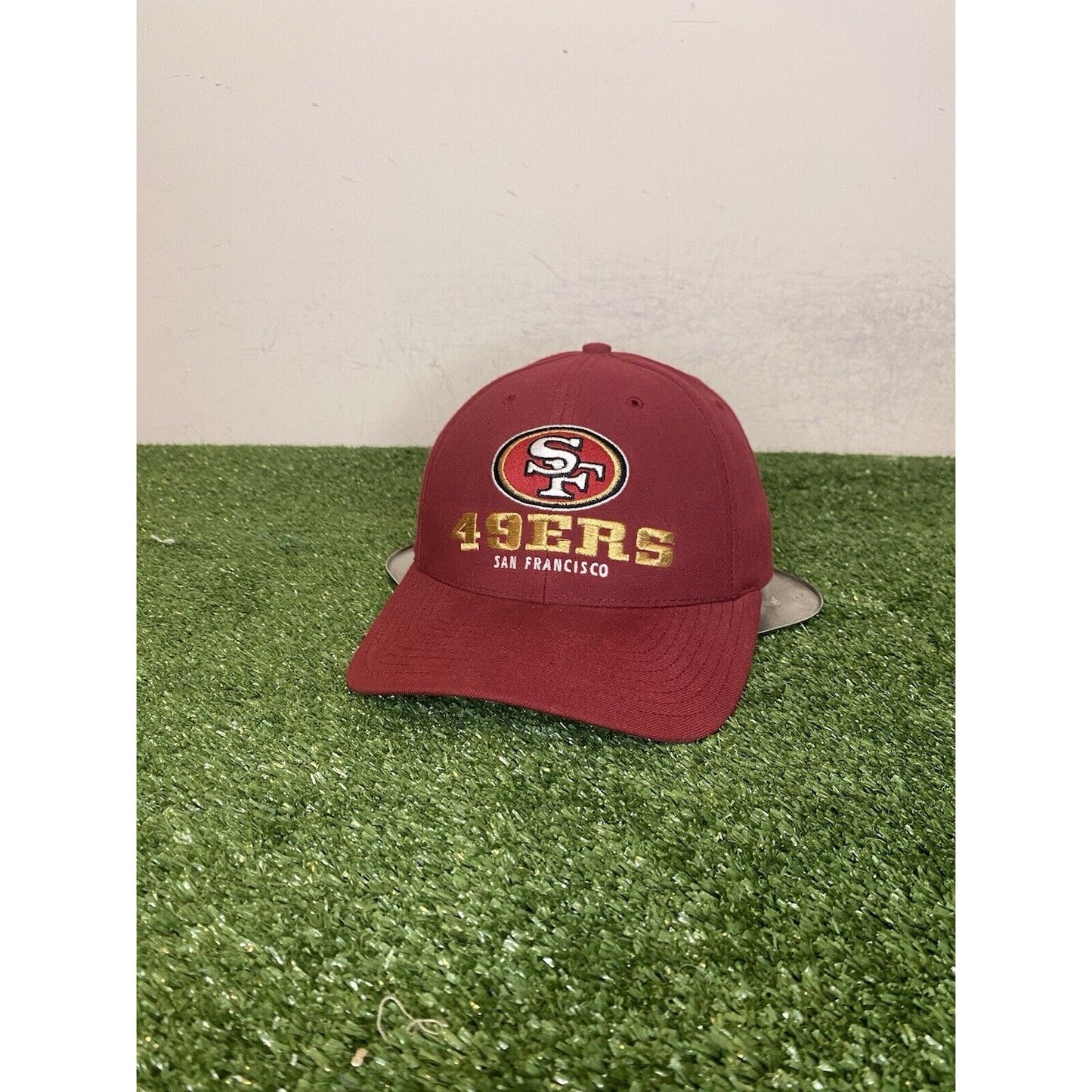 Vintage San Francisco 49ers hat cap snap back maroon wool 90s Jerry Rice NFL A