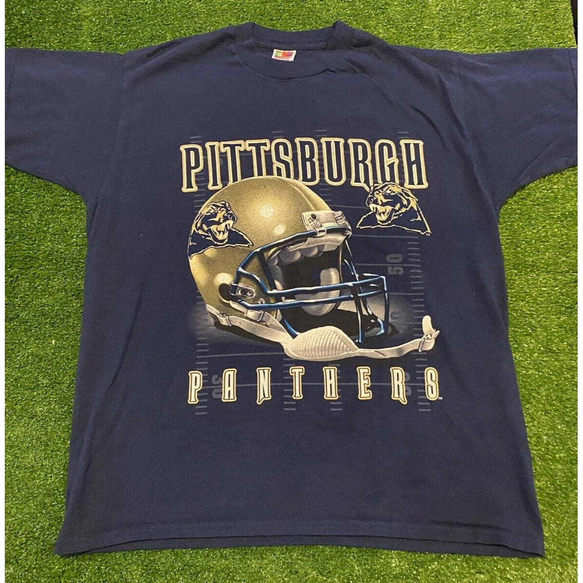 Vintage Y2K Retro Pitt Pittsburgh Panthers football helmet print t-shirt large