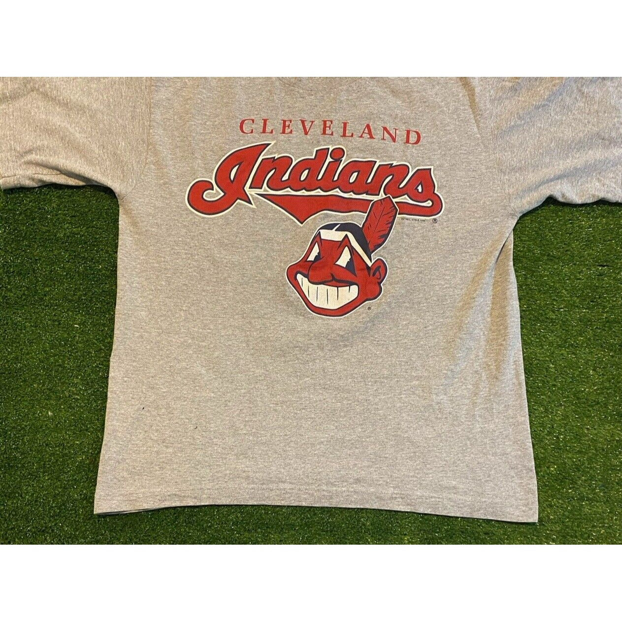 Vintage Cleveland Indians shirt mens large gray red chief wahoo baseball MLB R