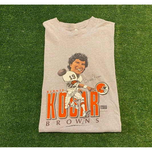 Mens Vintage Cleveland Browns Bernie Kosar player tshirt medium gray Salem Sport
