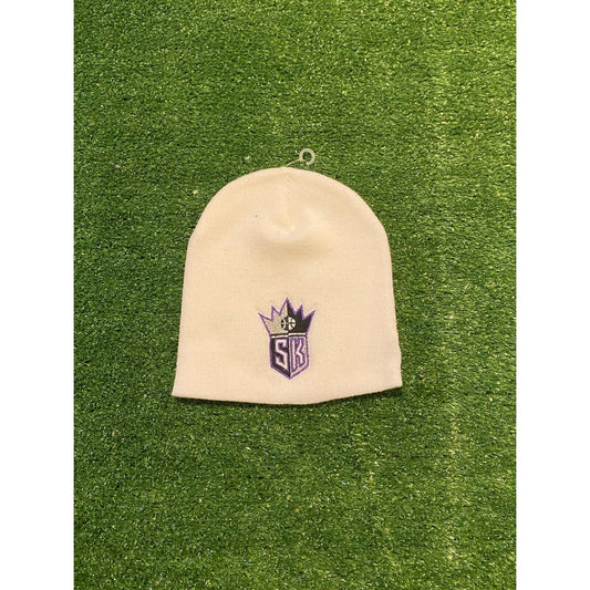 Vintage New Era Sacramento Kings logo beanie skull cap winter hat NWOT white