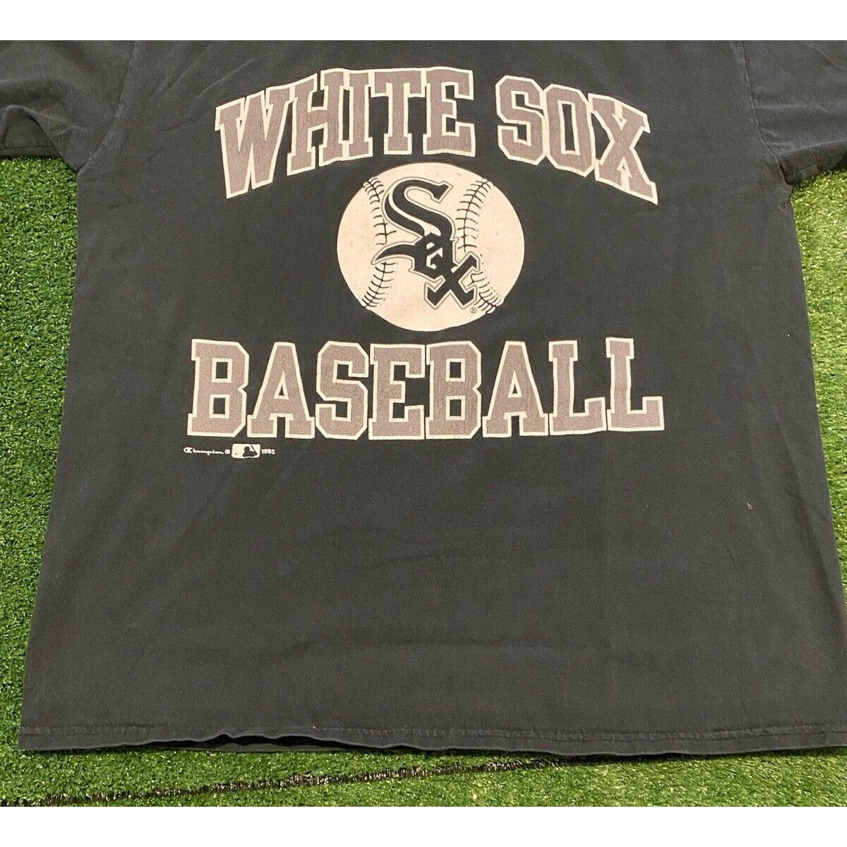 Vintage Chicago White Sox shirt large black Champion adult mens 90s Frank THomas