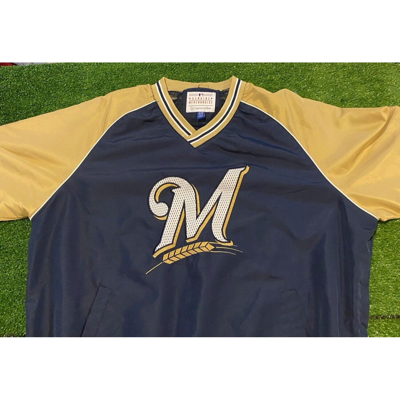 Y2K Milwaukee Brewers pullover XL jacket coat mens MLB Retro baseball