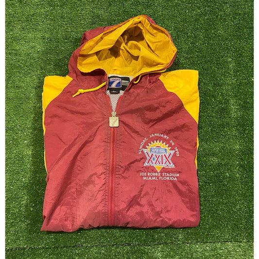 Vintage Logo 7 Super Bowl XXIX 29 zip up jacket coat SF 49ers Charger XL