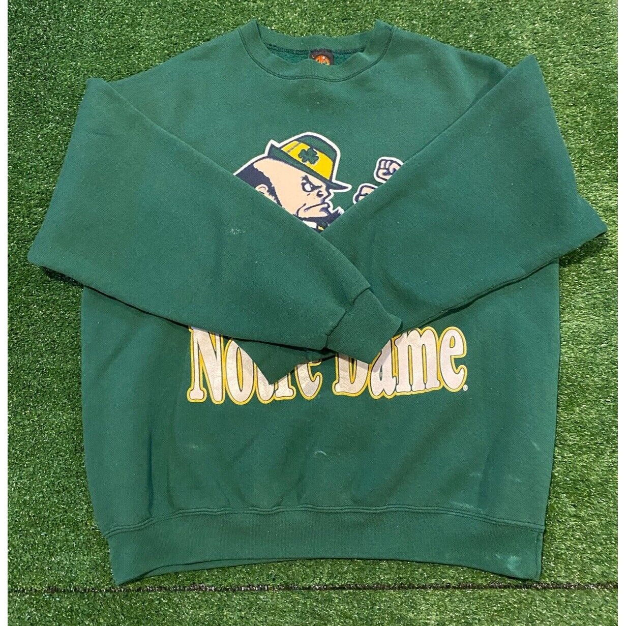 Vintage Notre Dame Fighting irish sweatshirt large green mens 90s football adult