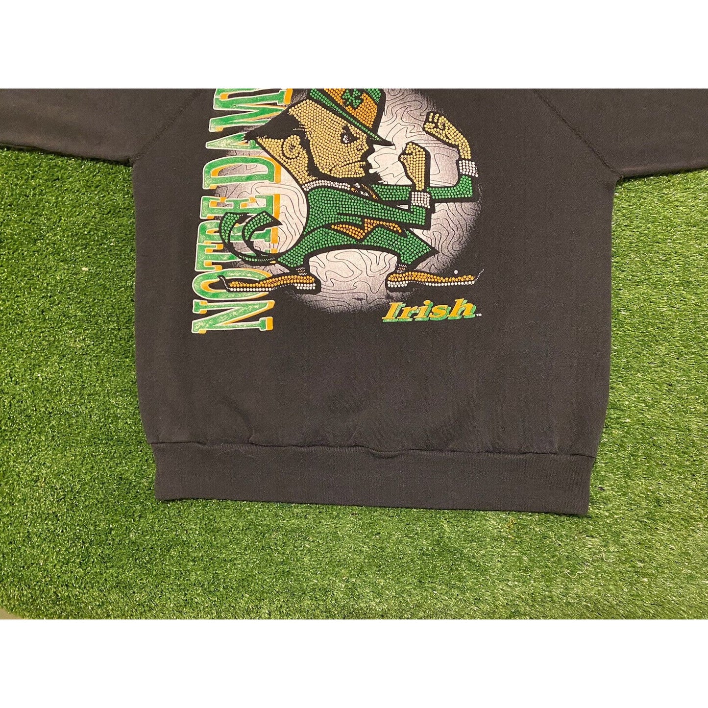 Vintage ND Notre Dame Fighting Irish leprechaun crew neck sweatshirt small black