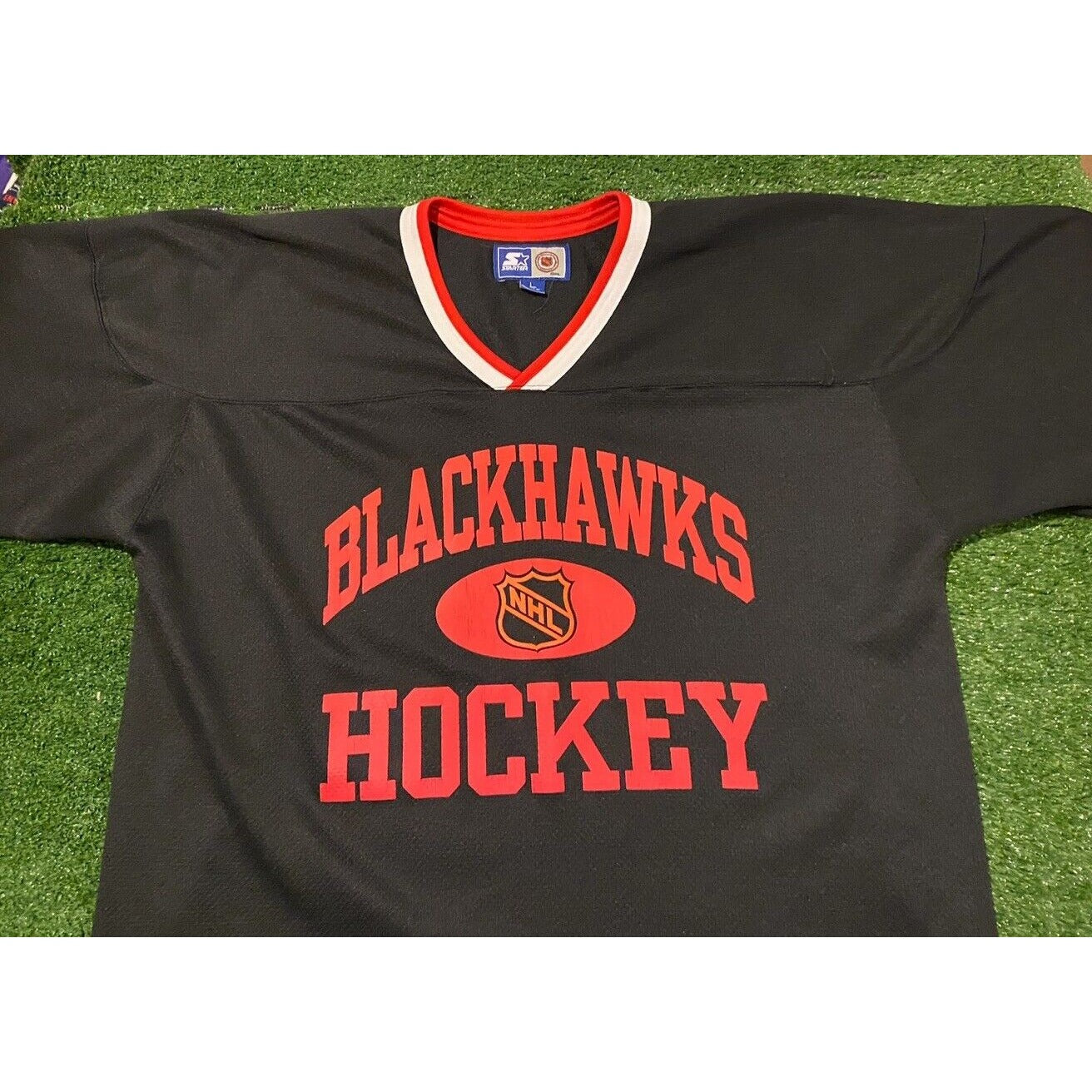 Vintage Starter 1990s Chicago Blackhawks hockey jersey sweater large NHL