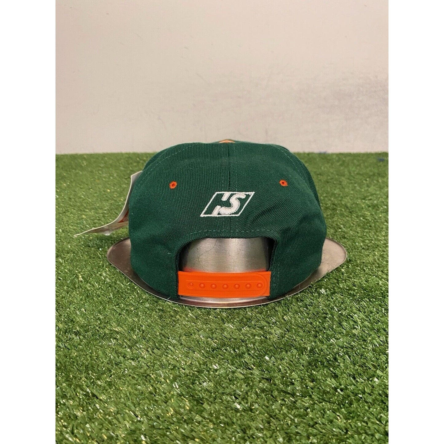 Vintage Miami Hurricanes hat cap snap back green orange deadstock football mens