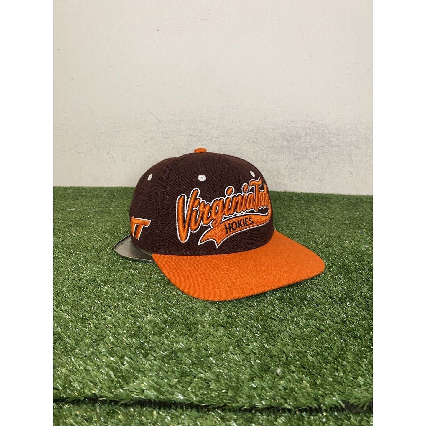 Vintage Virginia Tech hokies hat cap snap back orange maroon script tailsweep