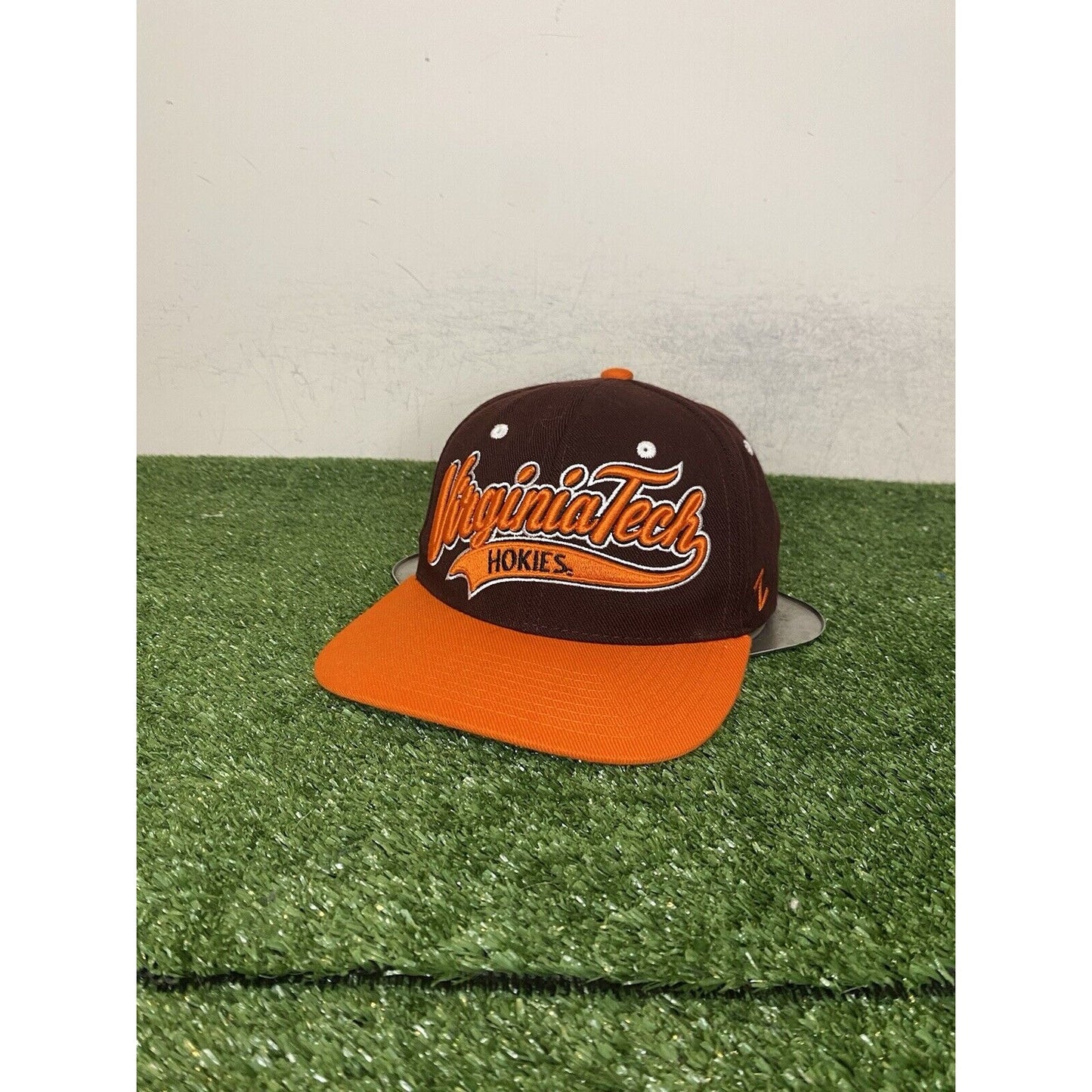 Vintage Virginia Tech hokies hat cap snap back orange maroon script tailsweep