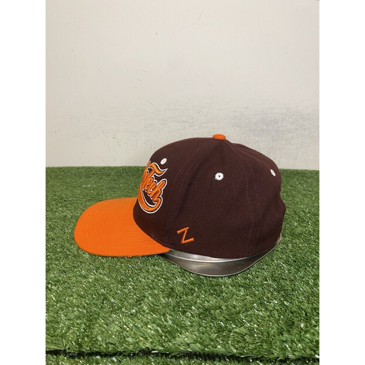 Vintage Virginia Tech hokies hat cap snap back orange maroon script tailsweep