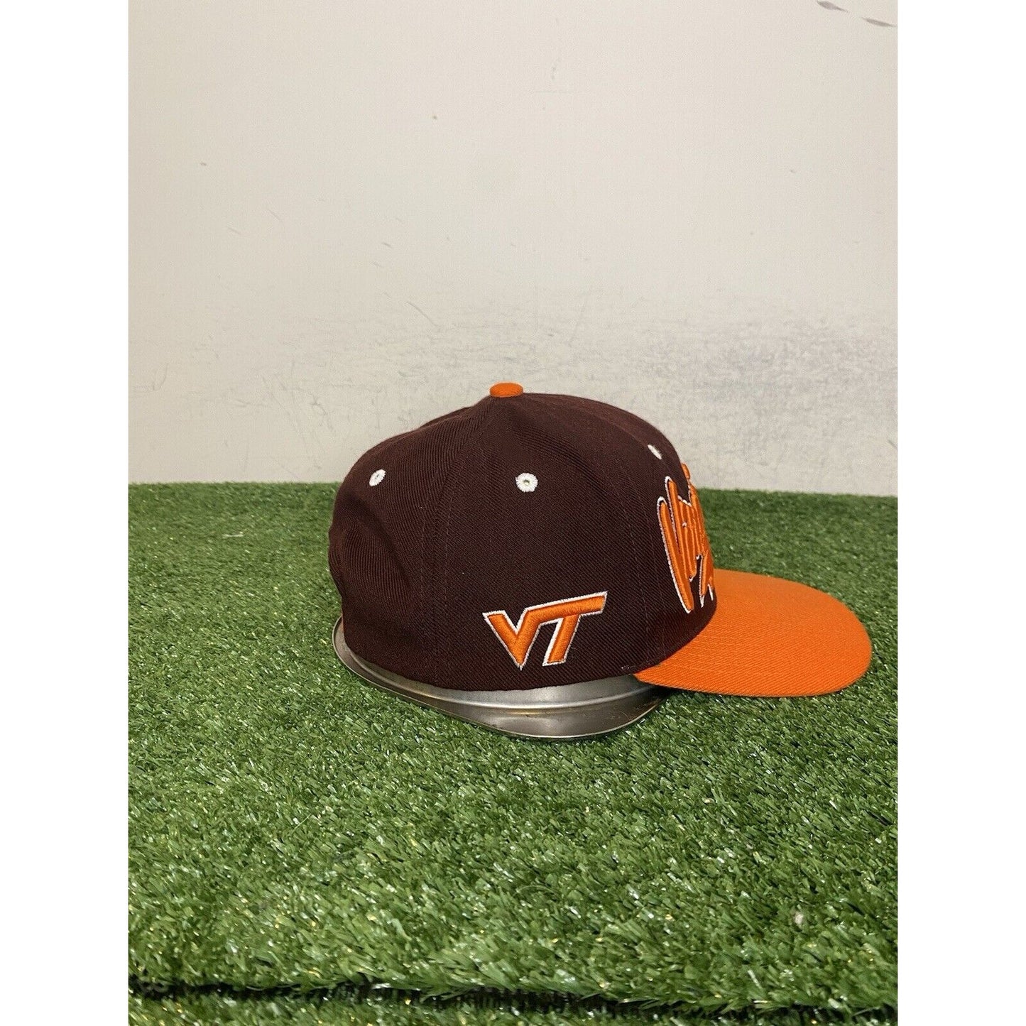 Vintage Virginia Tech hokies hat cap snap back orange maroon script tailsweep