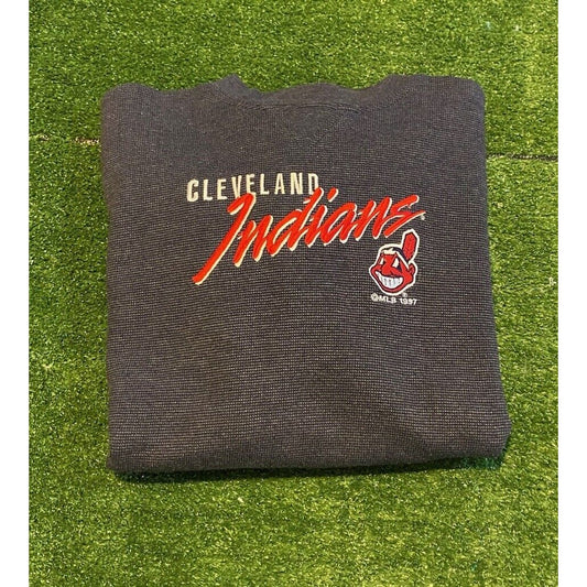 Vintage Cleveland Indians sweatshirt mens large gray red chief wahoo crew neck