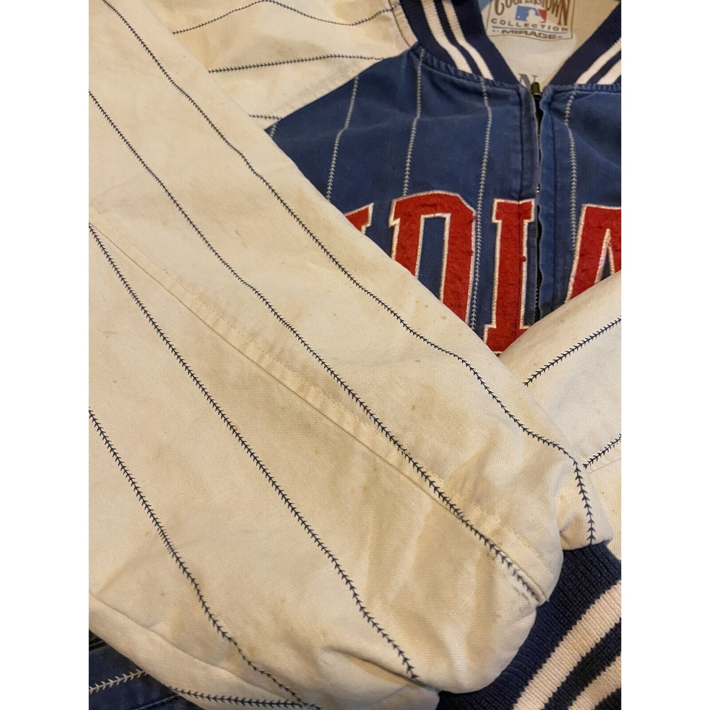 Vintage Cleveland Indians jacket mens medium blue white chief wahoo Mirage RK