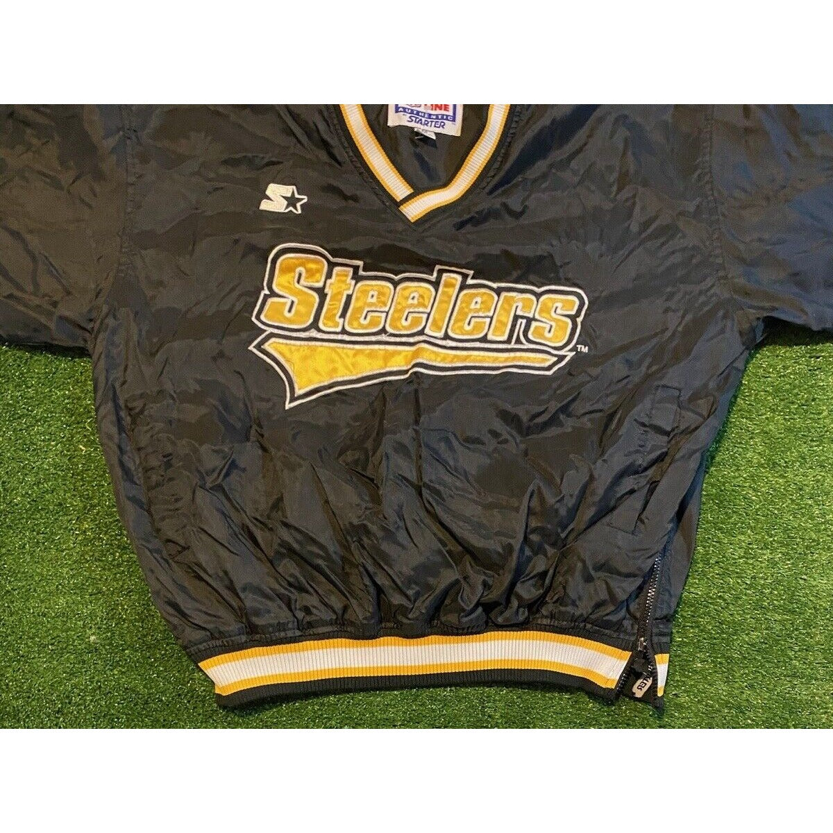 Vintage Pittsburgh steelers jacket mens medium black yellow pullover starter 90s