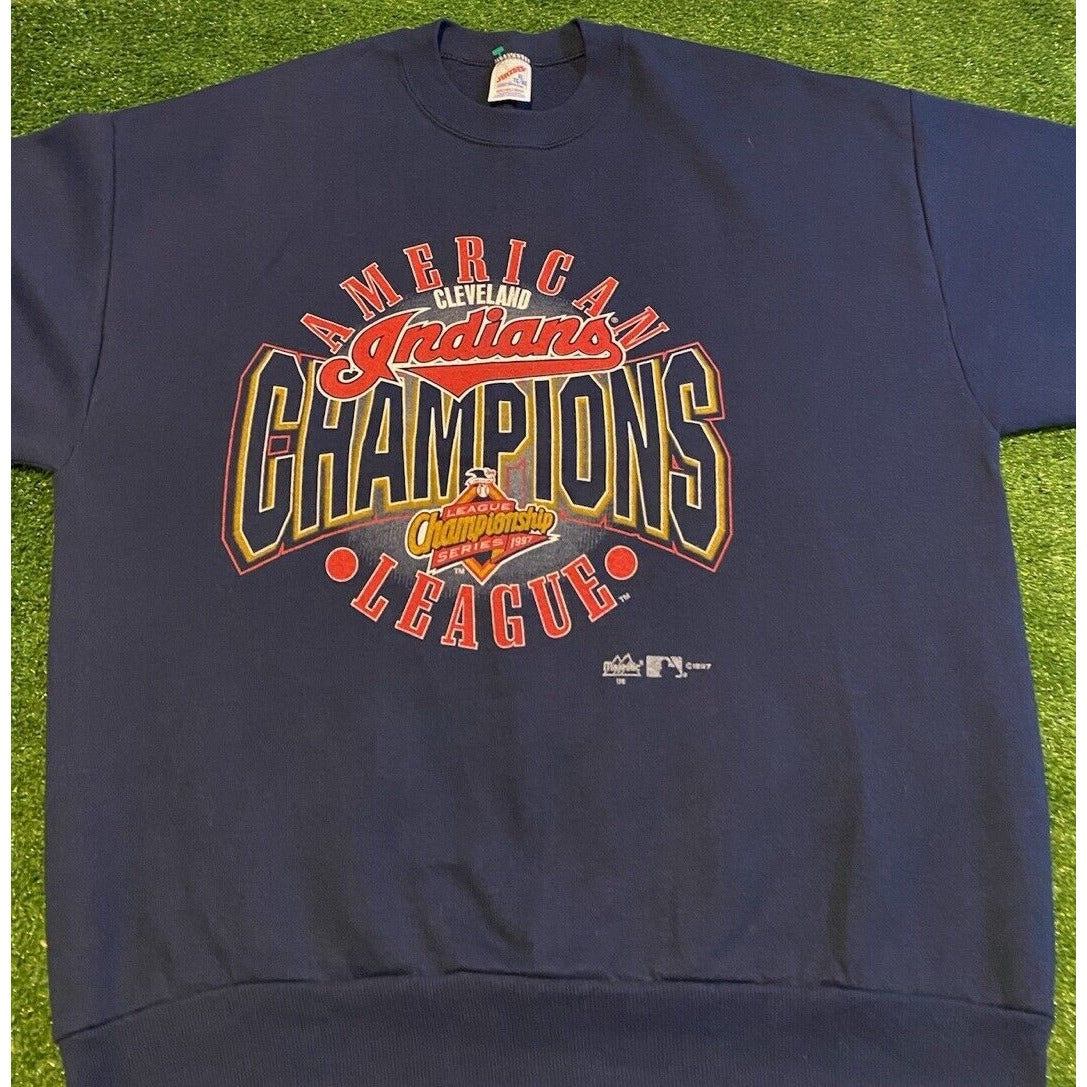 Vintage Cleveland Indians sweatshirt mens extra large blue red crewneck playoffs