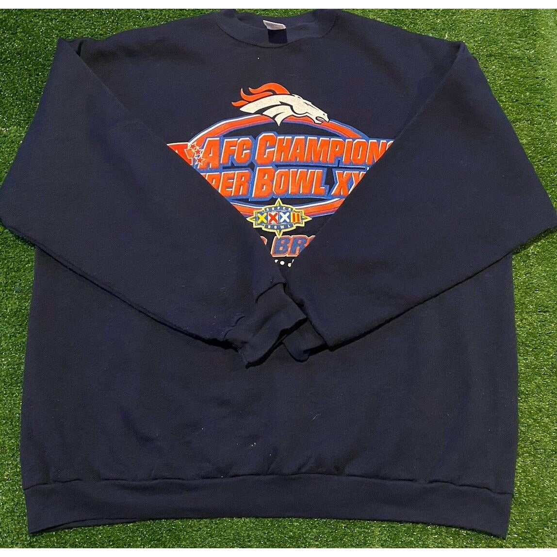 Vintage Denver Broncos sweatshirt mens XXL blue crew neck Logo 7 90s RK