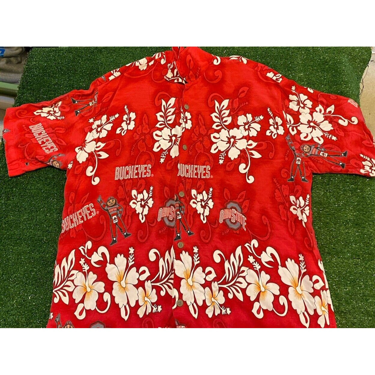 Vintage Ohio State Buckeyes shirt mens XXL red Hawaiian football short sleeve